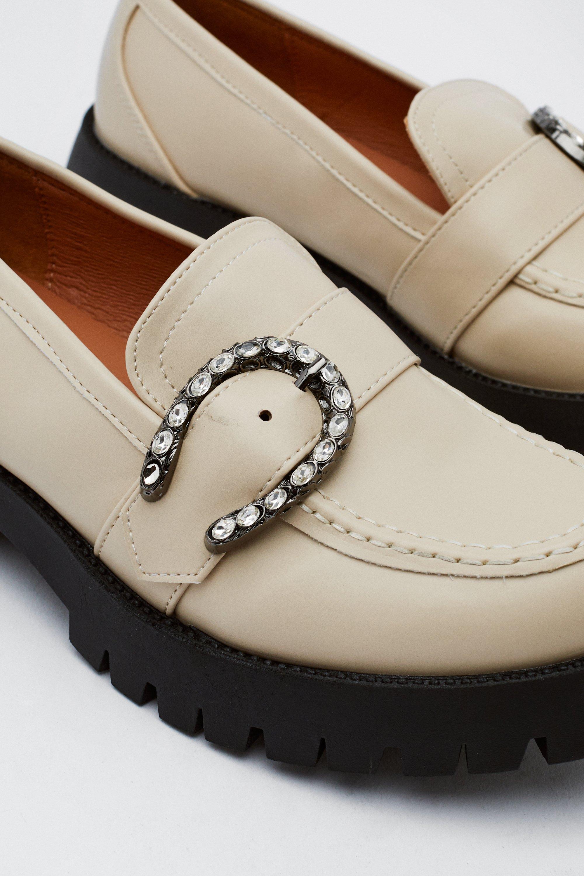 Faux leather loafers store womens