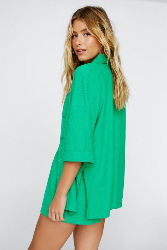 NastyGal Ribbed Toweling Beach Shirt and Shorts Two Piece Set 4