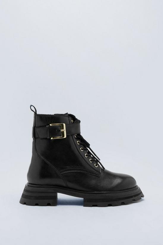 NastyGal Real Leather Lace Up Biker Boots 3