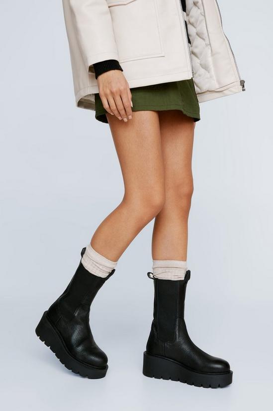 NastyGal Real Leather Wedge Chelsea Boots 1