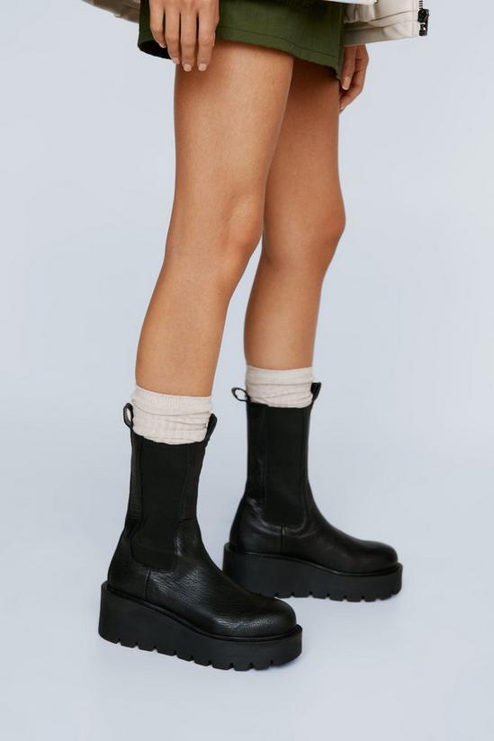 NastyGal Real Leather Wedge Chelsea Boots 2