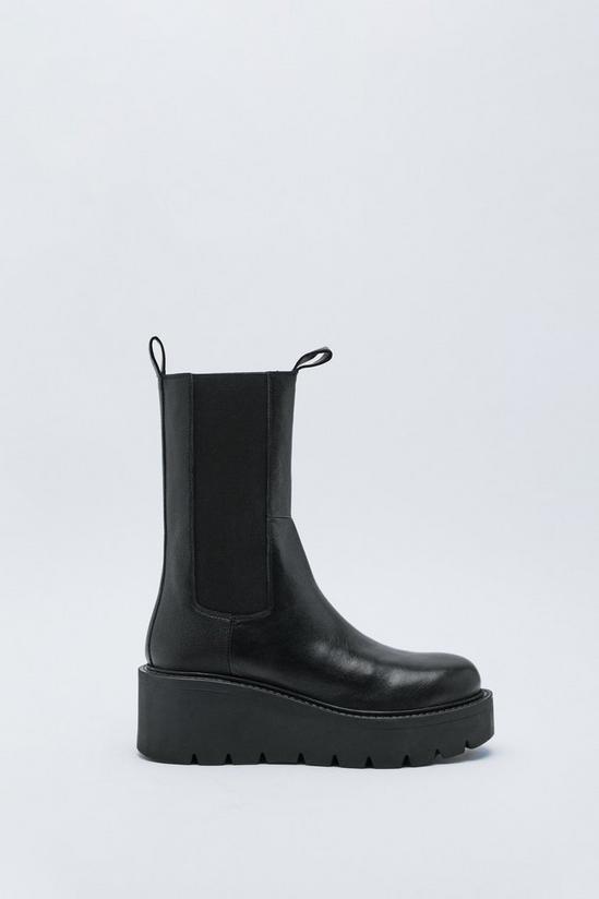 NastyGal Real Leather Wedge Chelsea Boots 3