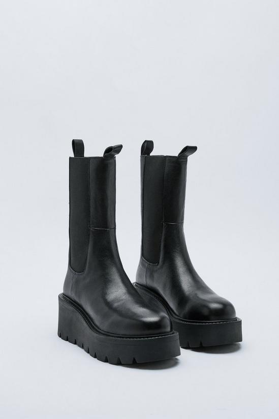 NastyGal Real Leather Wedge Chelsea Boots 4