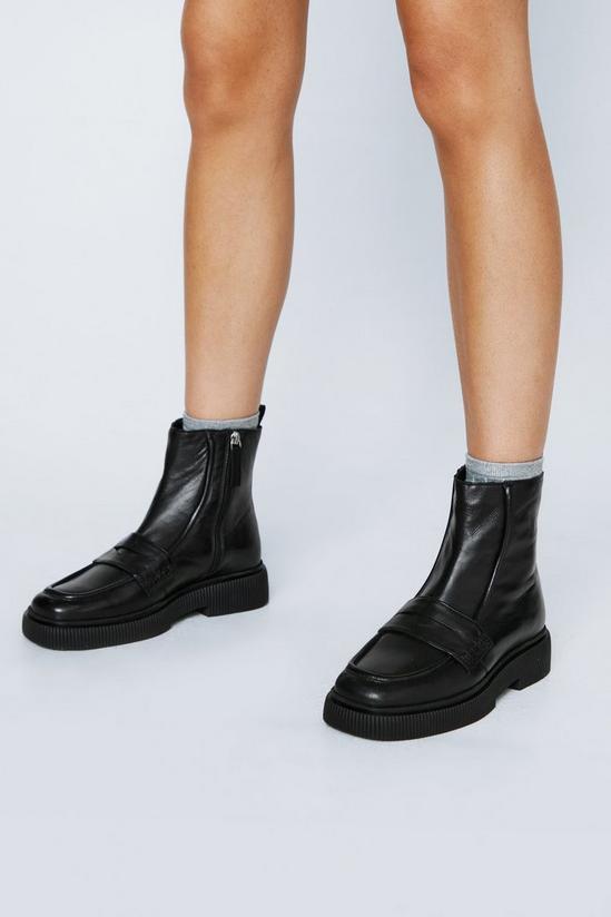 NastyGal Real Leather Loafer Ankle Boots 1
