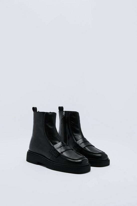 NastyGal Real Leather Loafer Ankle Boots 4