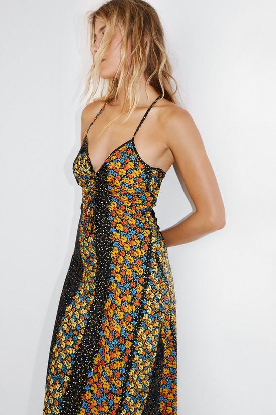NastyGal Mixed Floral Print Ruched Slip Cami Dress 1