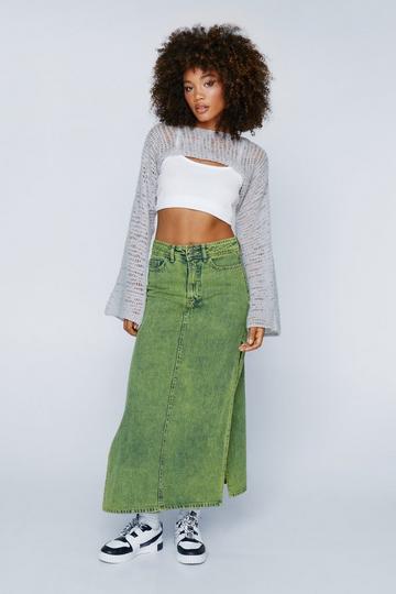 Side Split Denim Maxi Skirt yellow