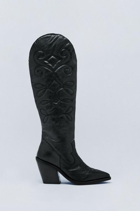 NastyGal Premium Leather Knee High Cow Boy Boot 3