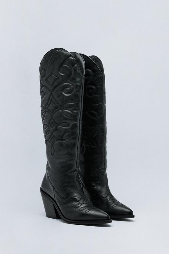 NastyGal Premium Leather Knee High Cow Boy Boot 4