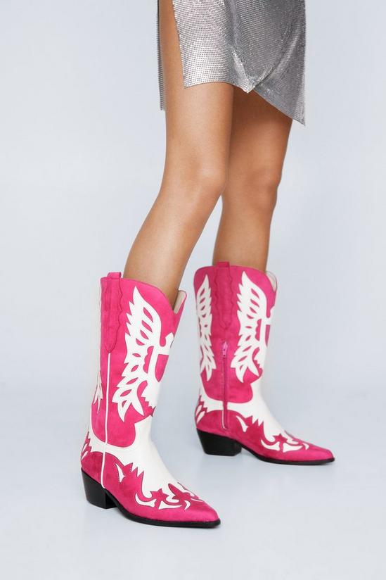 NastyGal Faux Leather Contrast Cowboy Boots 1