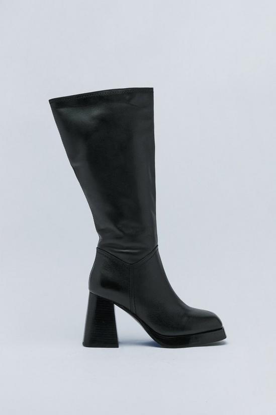 NastyGal Premium Leather Knee High Platform Boots 3