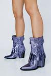 NastyGal Premium Leather Tassel Ankle Cowboy Boots thumbnail 1