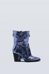 NastyGal Premium Leather Tassel Ankle Cowboy Boots thumbnail 3