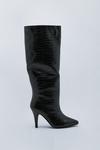 NastyGal Premium Leather Croc Knee High Boots thumbnail 3
