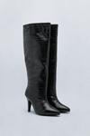 NastyGal Premium Leather Croc Knee High Boots thumbnail 4