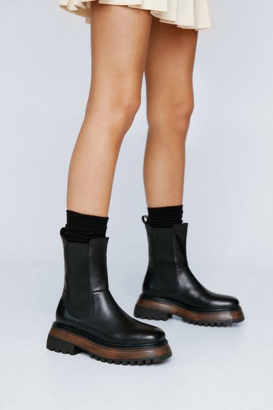 NastyGal Premium Leather Chunky Chelsea Boots 1