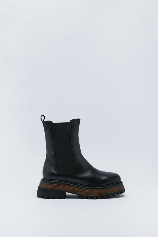 NastyGal Premium Leather Chunky Chelsea Boots 3
