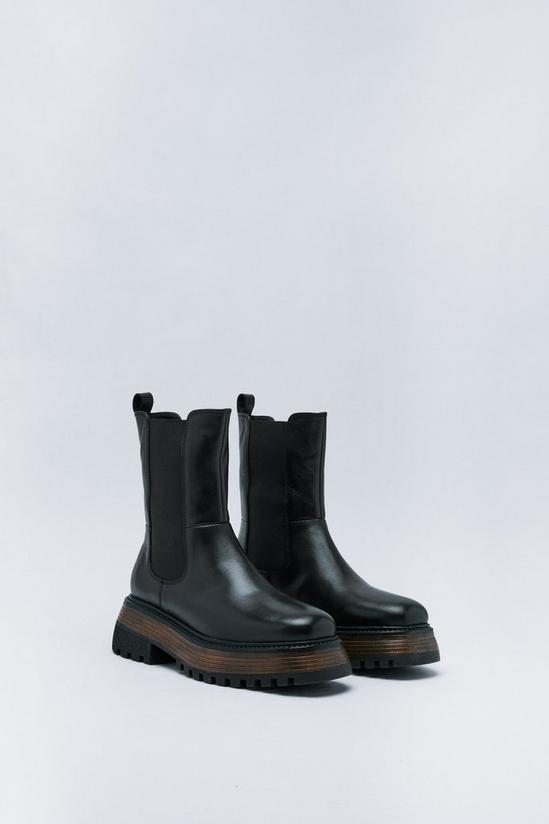 NastyGal Premium Leather Chunky Chelsea Boots 4