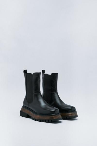 NastyGal black Premium Leather Chunky Chelsea Boot