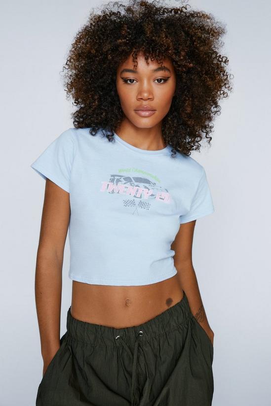NastyGal Motocross Graphic Fitted Cropped T-Shirt 1