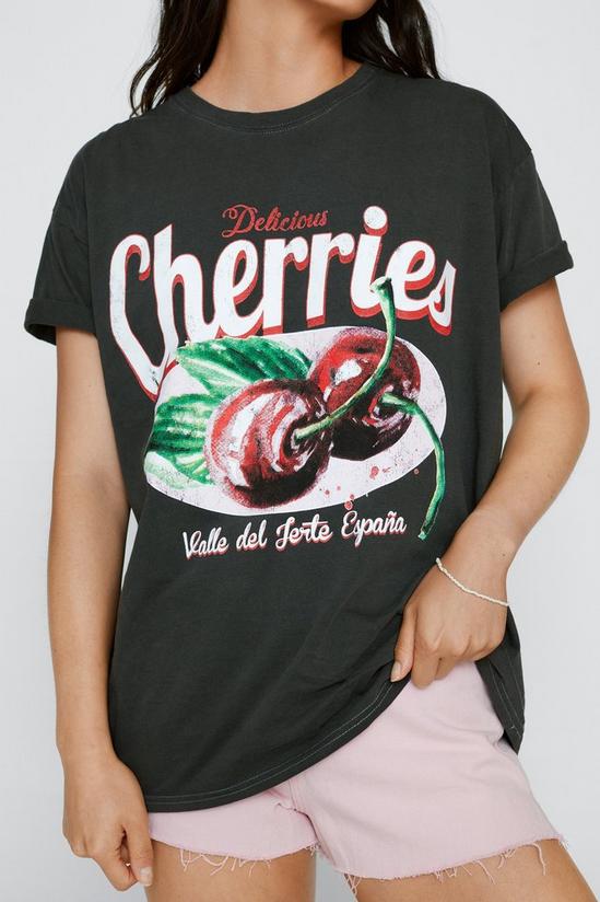NastyGal Cherries Overdyed Graphic T-shirt 1