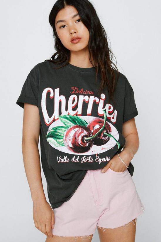 NastyGal Cherries Overdyed Graphic T-shirt 4