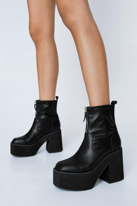 NastyGal Faux Leather Zip Front Platform Ankle Boots 1