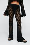 NastyGal Mixed Crochet High Waisted Flared Trousers thumbnail 3