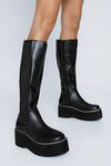 NastyGal Faux Leather Wedge Knee High Chelsea Boots thumbnail 1