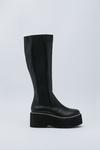 NastyGal Faux Leather Wedge Knee High Chelsea Boots thumbnail 3