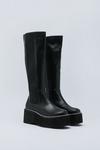 NastyGal Faux Leather Wedge Knee High Chelsea Boots thumbnail 4