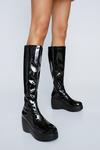 NastyGal Patent Wedge Knee High Boots thumbnail 1