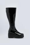 NastyGal Patent Wedge Knee High Boots thumbnail 3