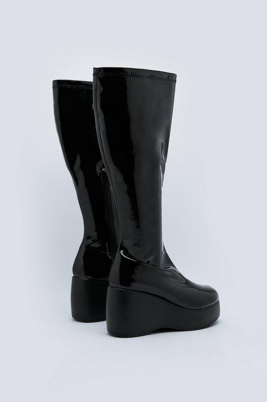 NastyGal Patent Wedge Knee High Boots 4