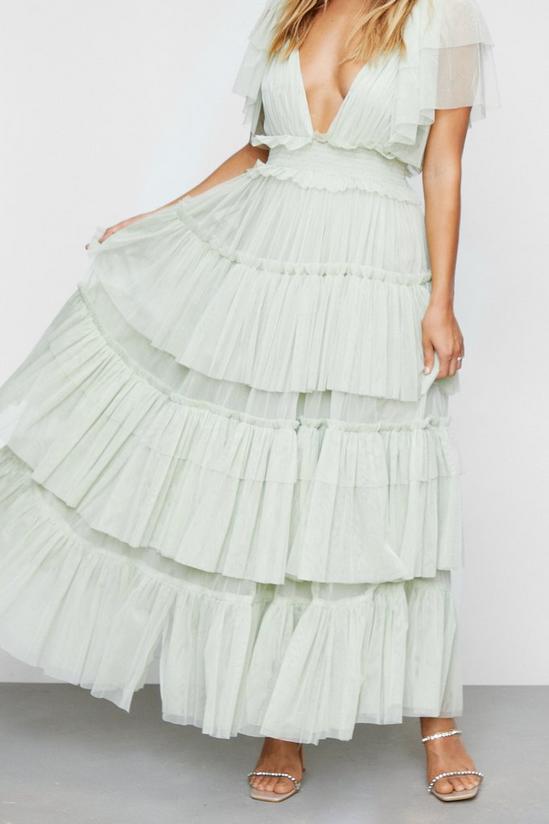 NastyGal Tulle Tiered Plunge Maxi Dress 2