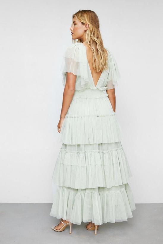 NastyGal Tulle Tiered Plunge Maxi Dress 4