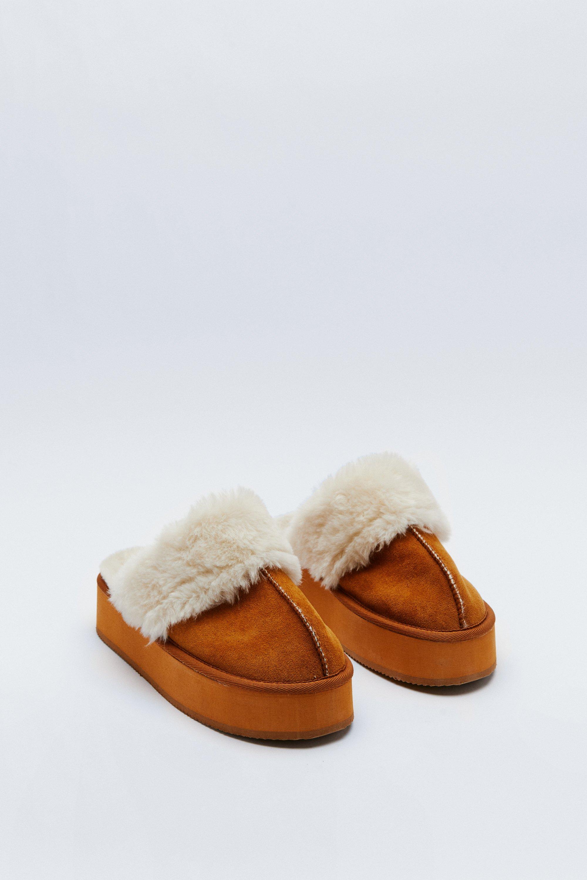 Suede best sale fur slippers