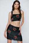 NastyGal Floral Sequin Square Neck Crop Top thumbnail 3