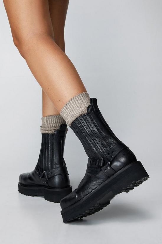 NastyGal Real Leather Harness Detail Chelsea Boot 2