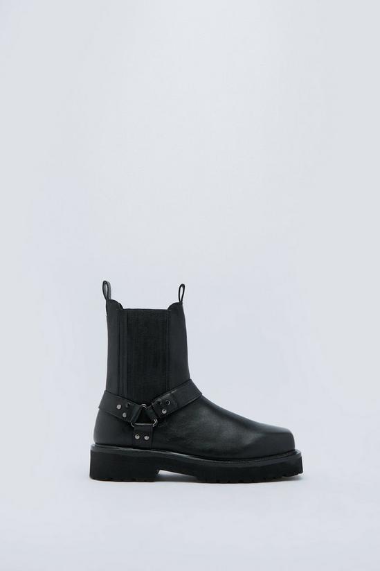 NastyGal Real Leather Harness Detail Chelsea Boot 3