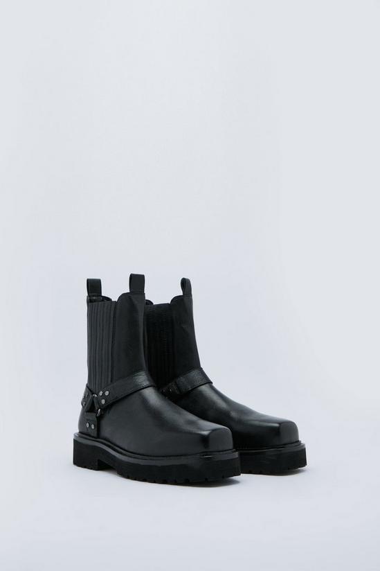 NastyGal Real Leather Harness Detail Chelsea Boot 4