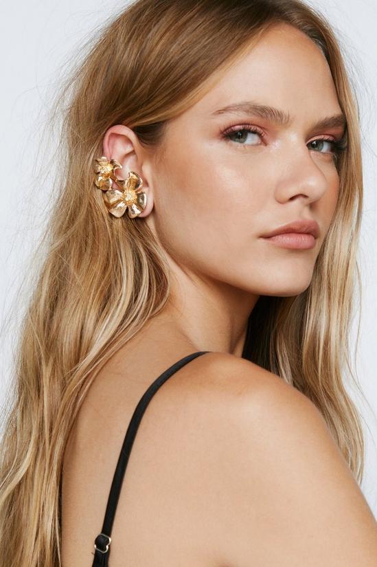 NastyGal Gold Plated Floral Design Earrings 1