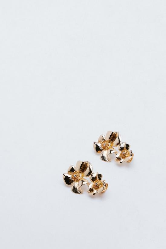 NastyGal Gold Plated Floral Design Earrings 3