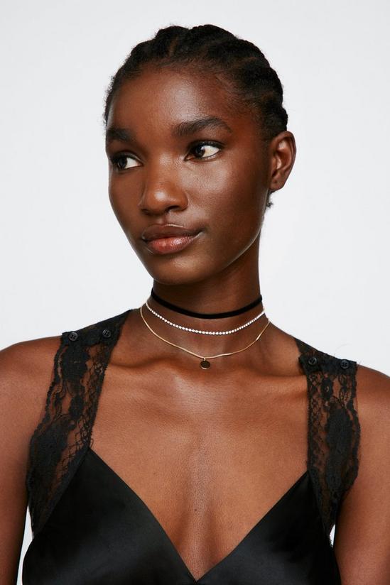 NastyGal Layered Diamante Choker With Chain Necklace 1