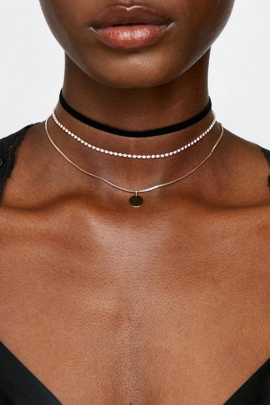 NastyGal Layered Diamante Choker With Chain Necklace 2