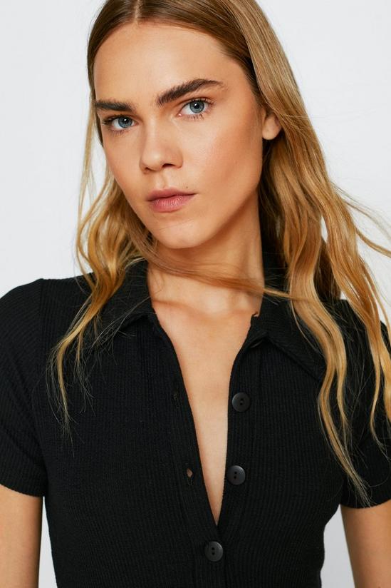 NastyGal Ribbed Collar Button Up Jumpsuit 4