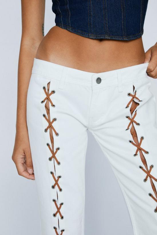 NastyGal Petite Lattice Split Front Flared Denim Jeans 2