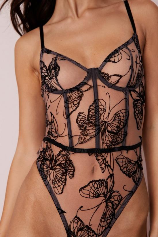 NastyGal Butterfly Embroidered Mesh Ruffle Corset Body 3