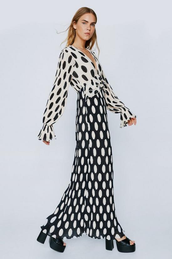 NastyGal Polka Dot Print Pleated Maxi Dress 1