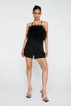 NastyGal Petite Feather Detail Lace Up Romper thumbnail 2